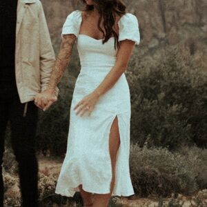 Reformation Denver Linen dress in white